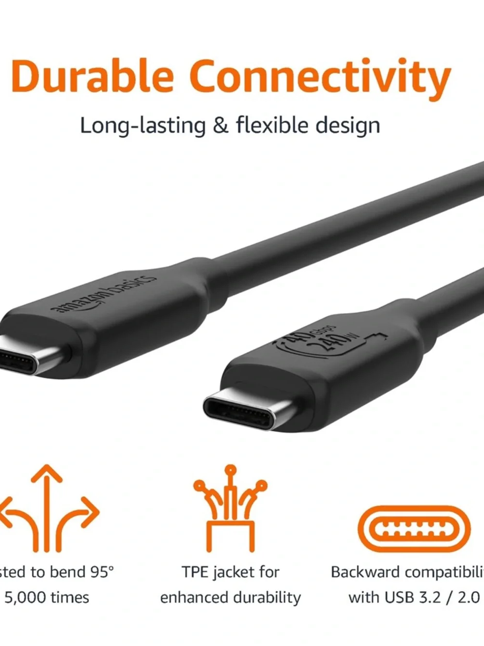 Amazon Basics USB-C to USB-C Fast Charging Cable - Black